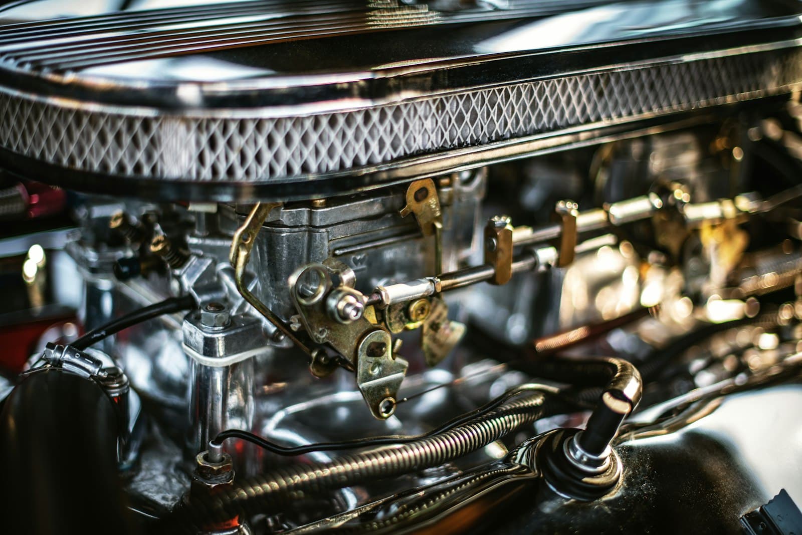 Close-up of a tested used car engine